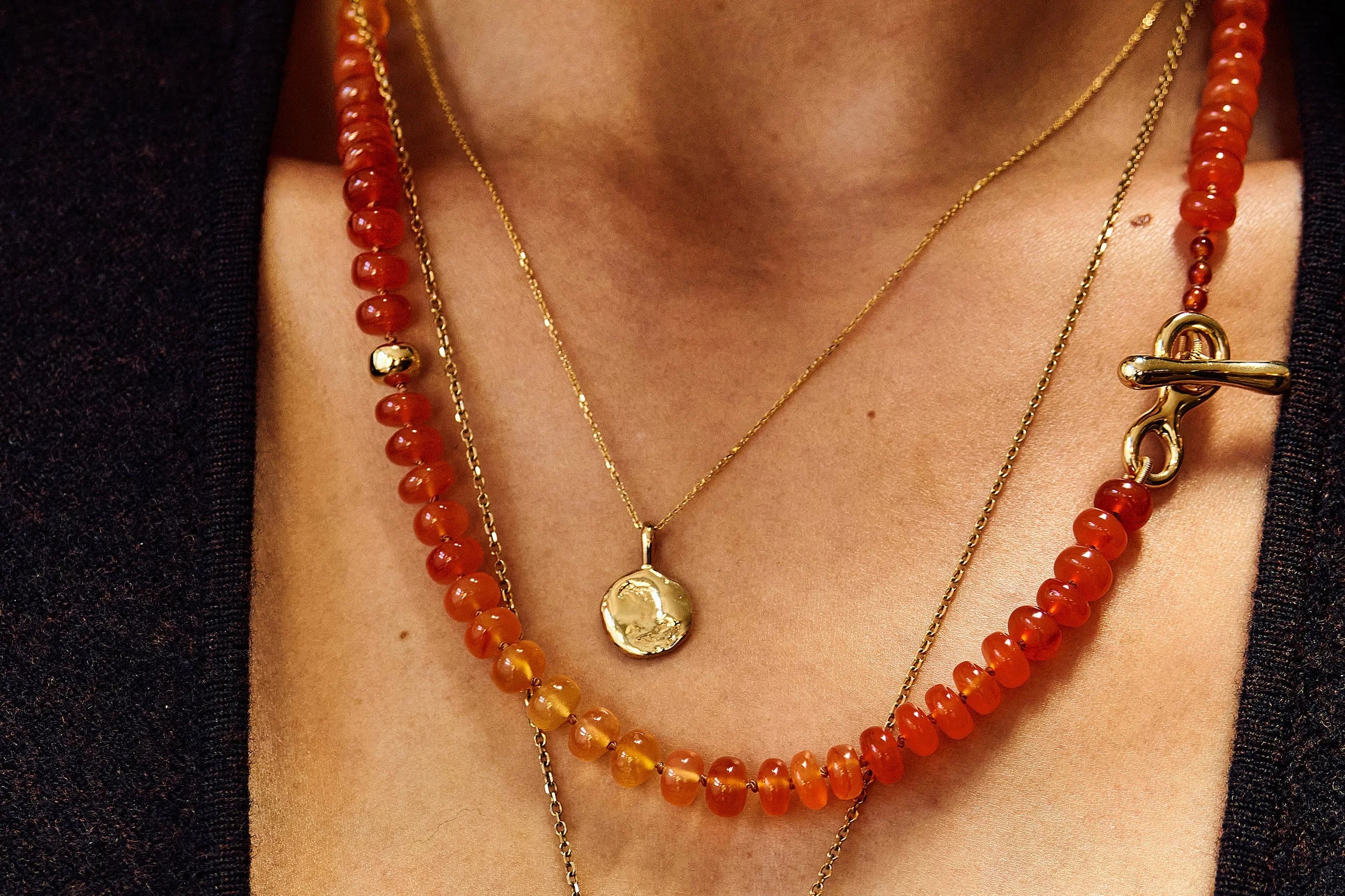 Talisman Fine Jewelry Prayer Necklace in Carnelian in Carnelian & 14k Recycled Gold