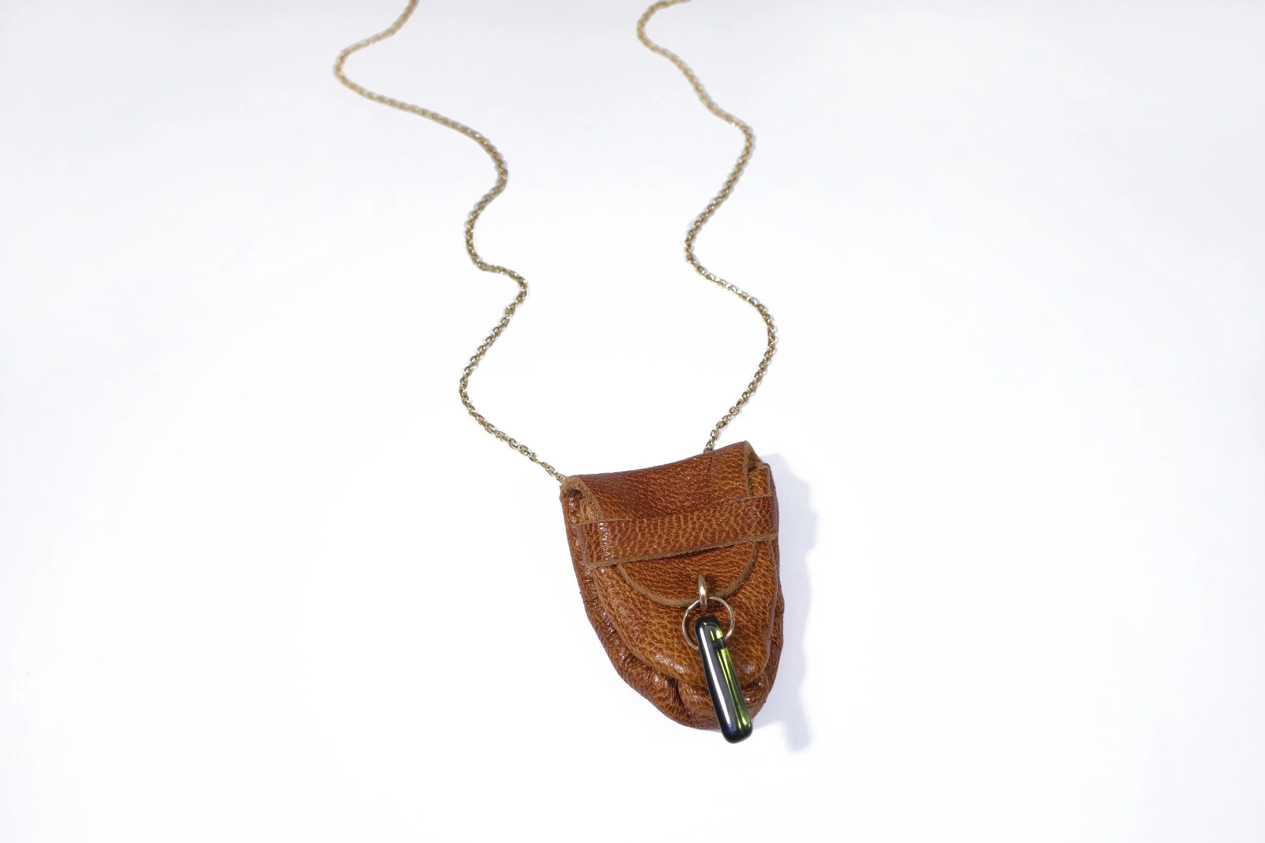 Talisman Fine Jewelry Tourmaline Talisman Pouch Necklace in Leather & 14k Gold