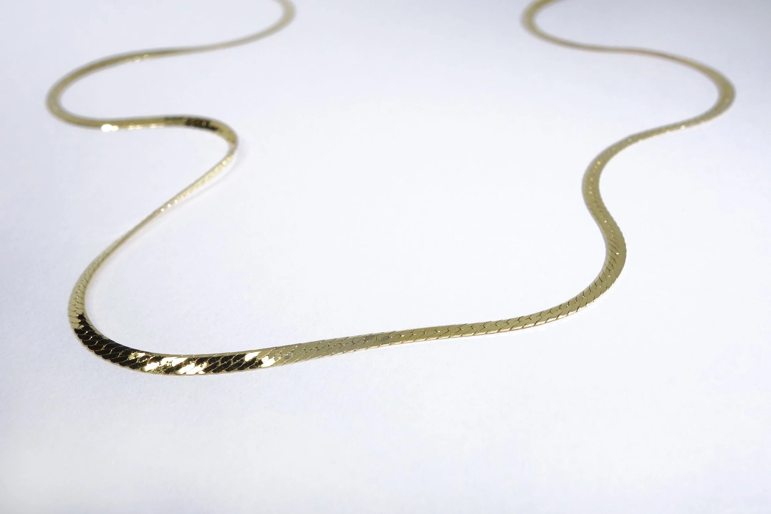 Talisman Fine Jewelry Skinny Flow Gold Herringbone Chain in 14k Gold