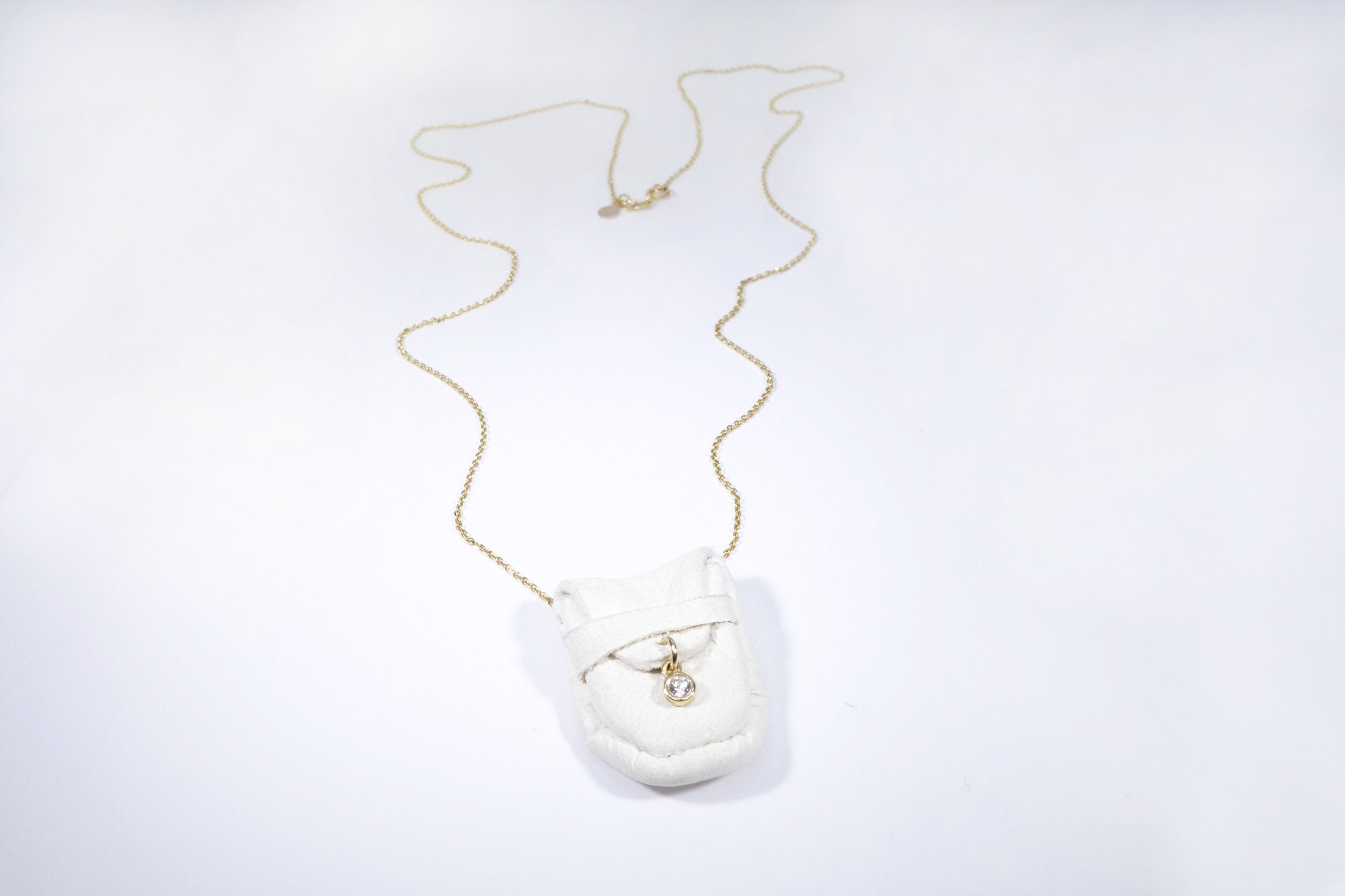 Talisman Fine Jewelry Brilliant Diamond Talisman Pouch Necklace in Leather, Diamond & 14k Gold