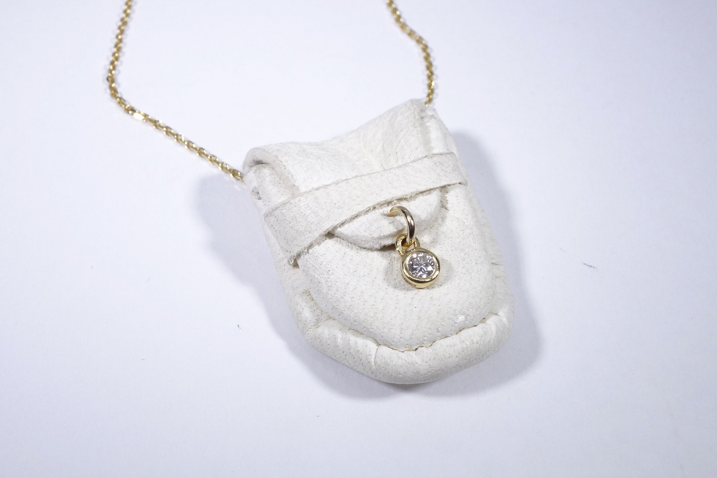 Talisman Fine Jewelry Brilliant Diamond Talisman Pouch Necklace in Leather, Diamond & 14k Gold