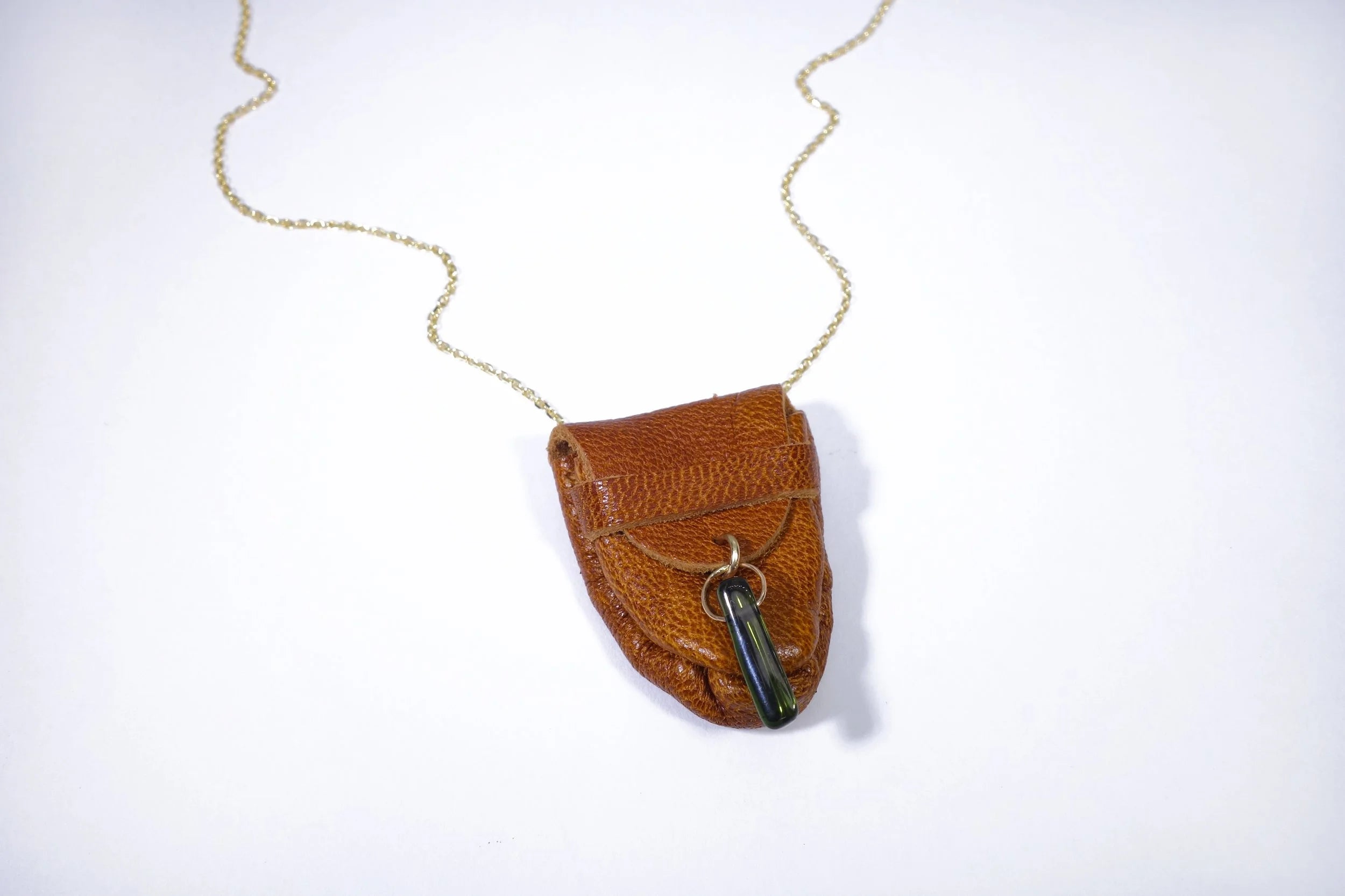 Talisman Fine Jewelry Tourmaline Talisman Pouch Necklace in Leather & 14k Gold