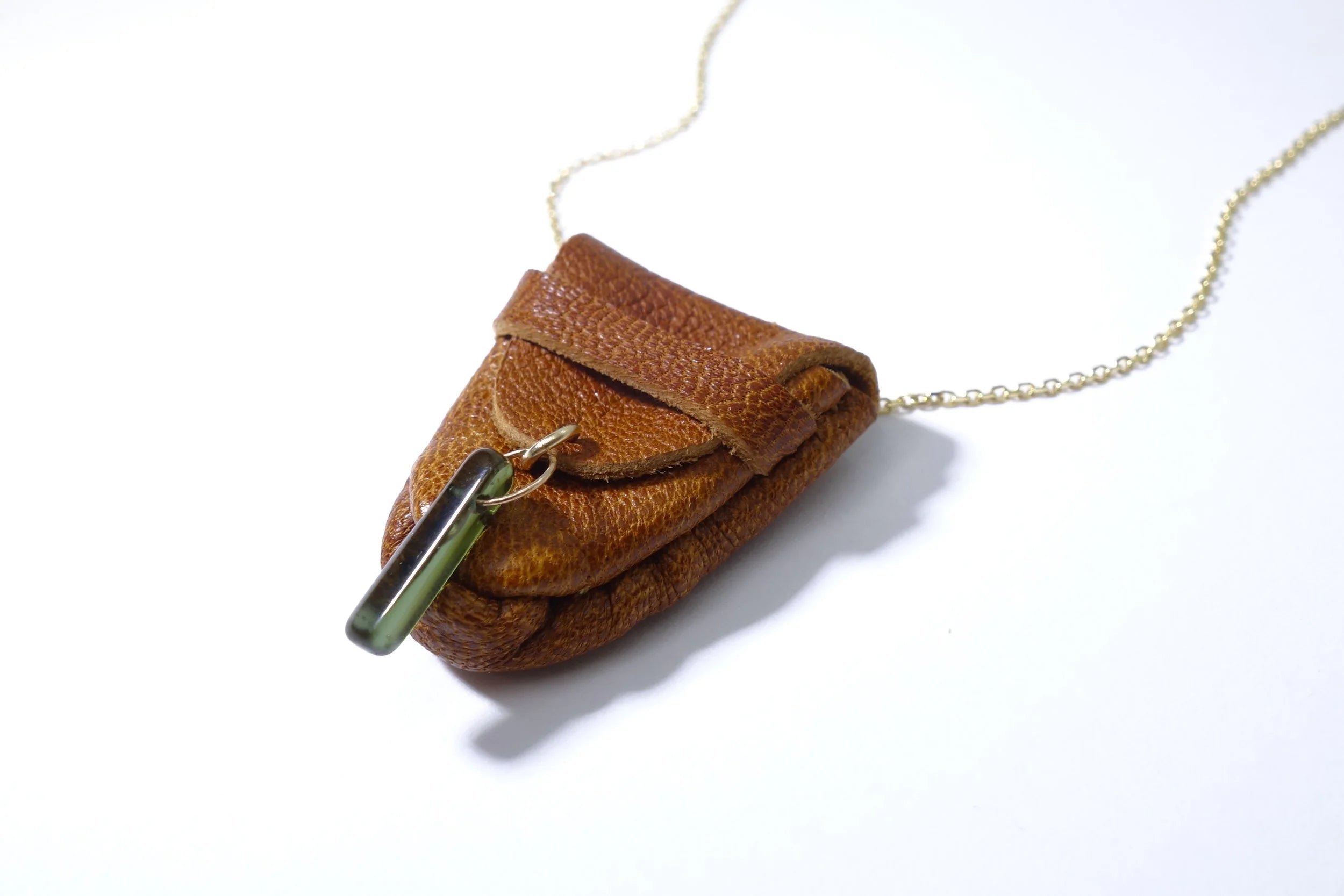 Talisman Fine Jewelry Tourmaline Talisman Pouch Necklace in Leather & 14k Gold