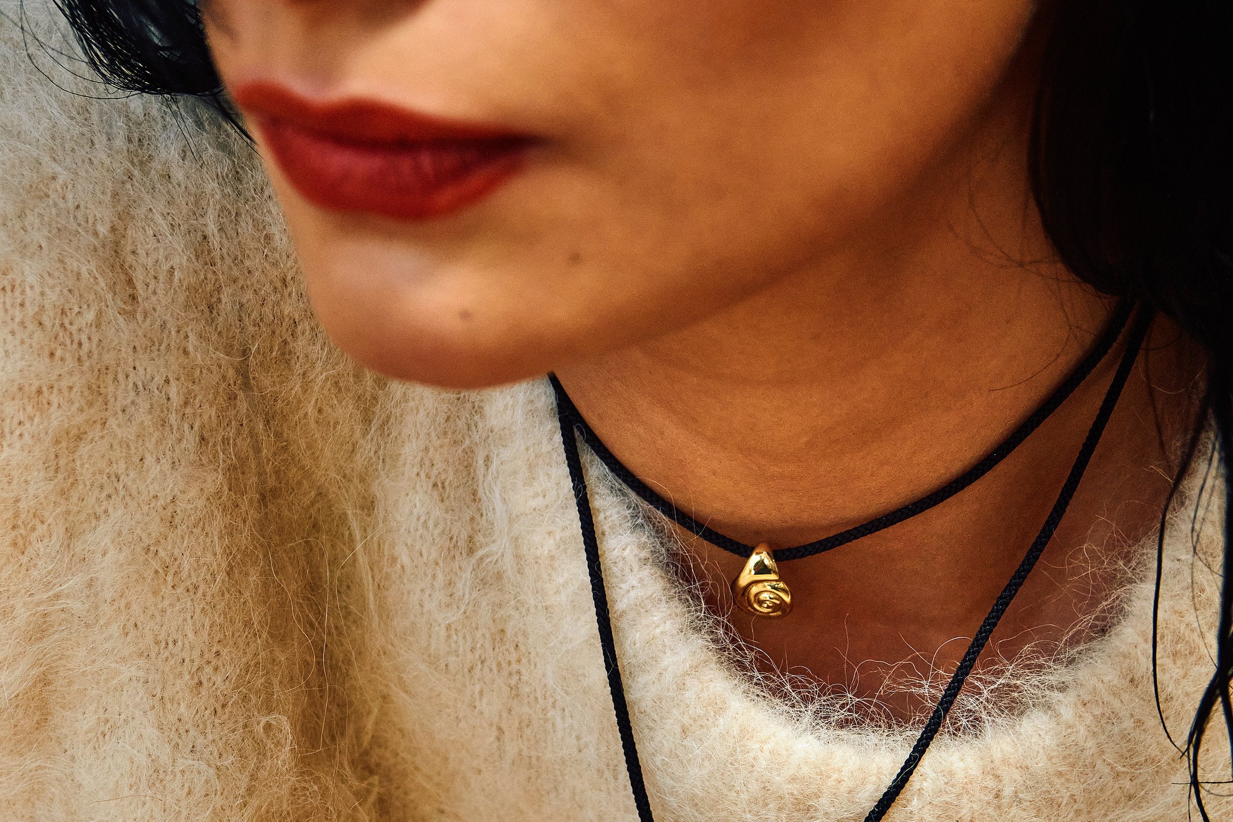 Talisman Fine Jewelry Growth Necklace on Silk Cord in 14k Recycled Gold