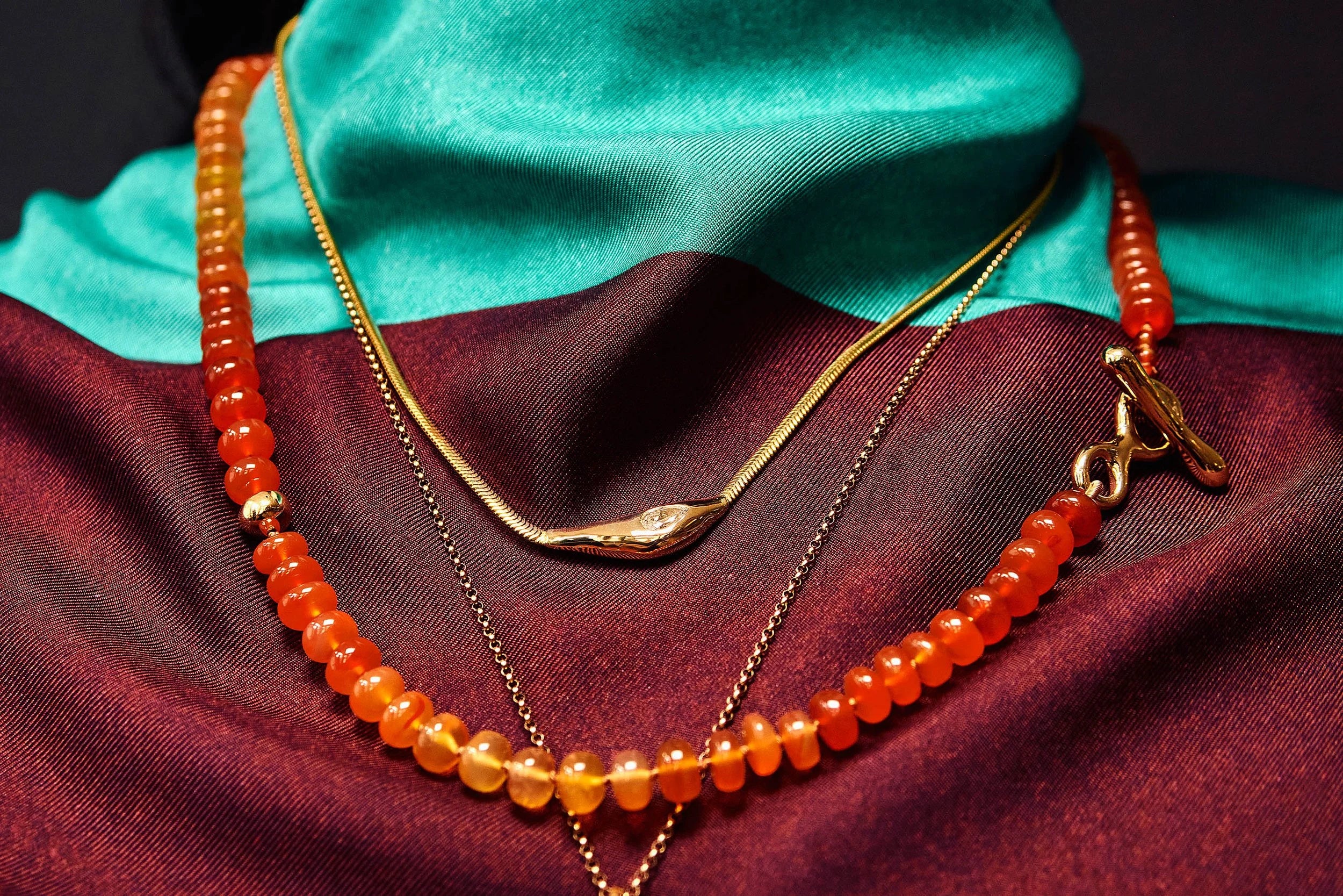 Talisman Fine Jewelry Prayer Necklace in Carnelian in Carnelian & 14k Recycled Gold
