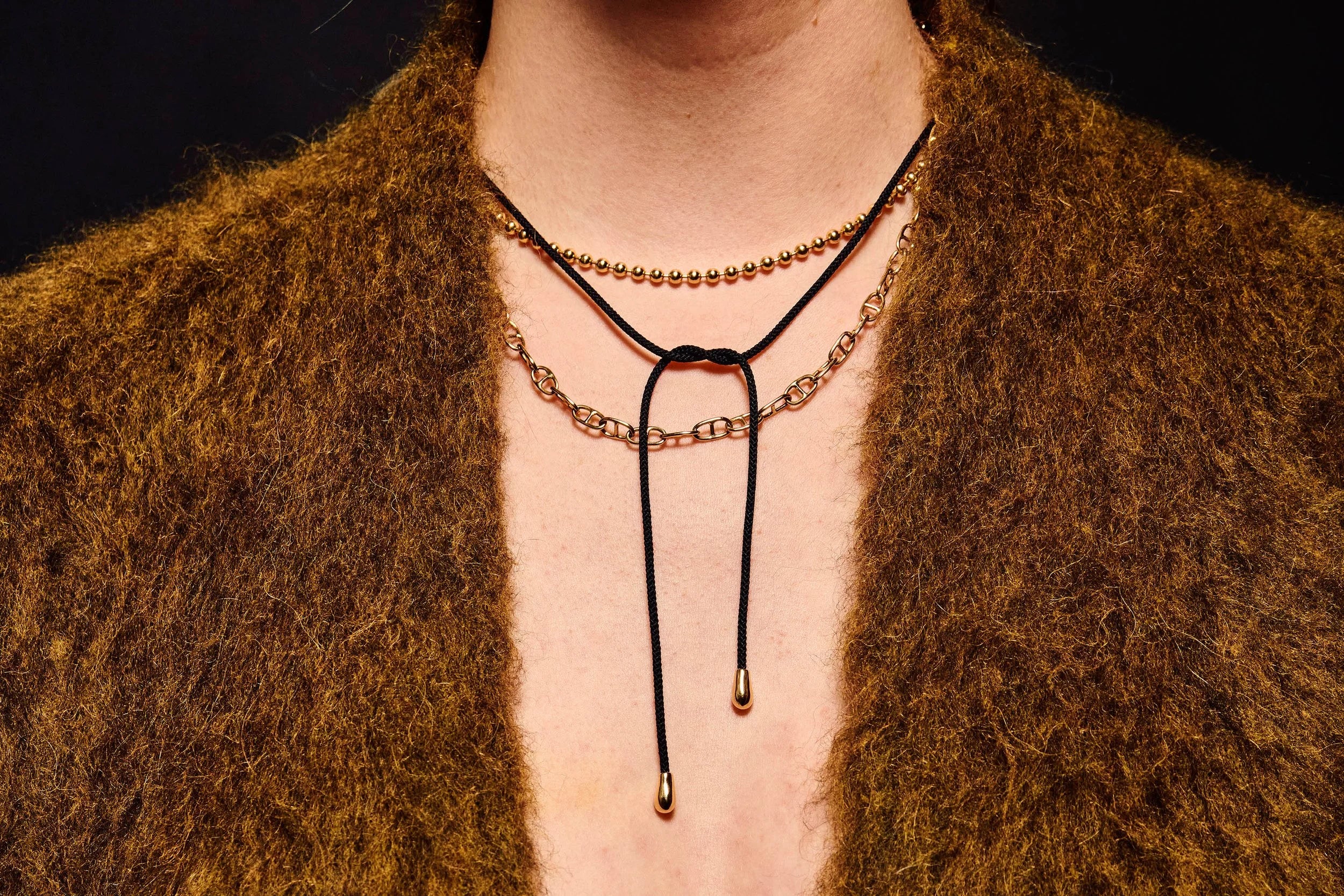 Talisman Fine Jewelry Drip Silk Cord Choker in Silk & 14k Recycled Gold