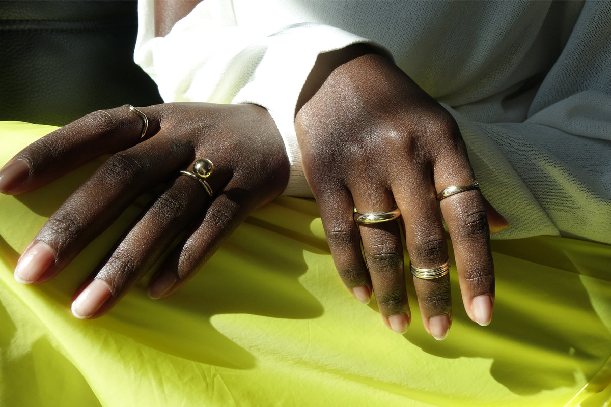talisman fine jewelry fall 2026 rings including the wave theory, central sun, persephone, infinite ring stack, and constellation ring